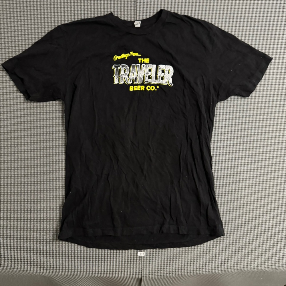 The Traveler Beer Co Graphic T-Shirt Mens Large Black Next Level Apparel Tee